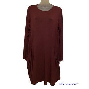 Betabrand Women's Medium Maroon Sweatshirt Travel Dress Jersey Long Sleeve Small
